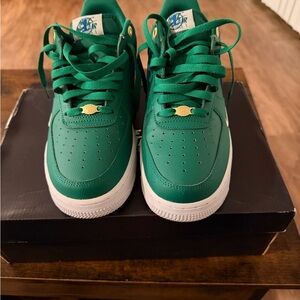 Nike Green Leather Low-Top Sneakers with White Sole